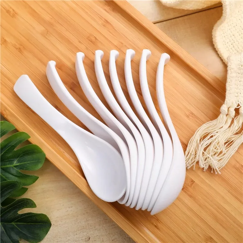 Japanese Imitation Porcelain Pattern Spoon Household Kitchen Accessories Black Melamine Korean Spoon Lamian Noodles porcelain spoon