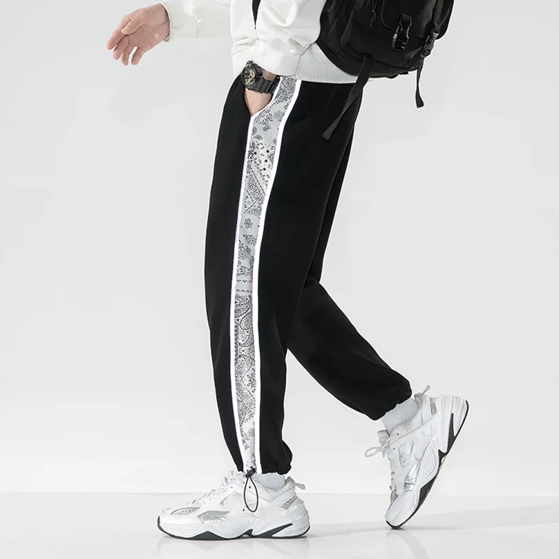 Patchwork Streetwear Men Women Oversize Sports Pants Bandana Drawstring Sweatpants Male Tracksuit Hip Hop Joggers 2022