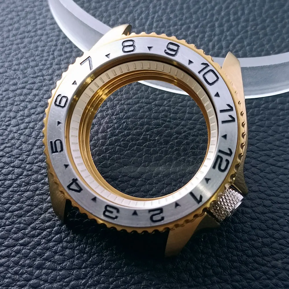 42mm Gold/Rose Gold Steel Watch Case with Sapphire Glass and 22mm Strap