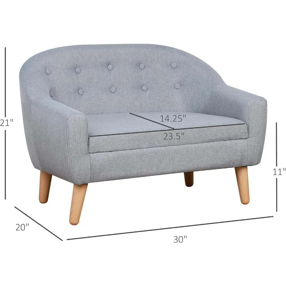 2-Seat Kids Sofa, Toddler Sofa Couch, Linen-Like Fabric and Wooden Frame Sofa Chair for Ages 3-7, 11" High Seat,  children sofa 5