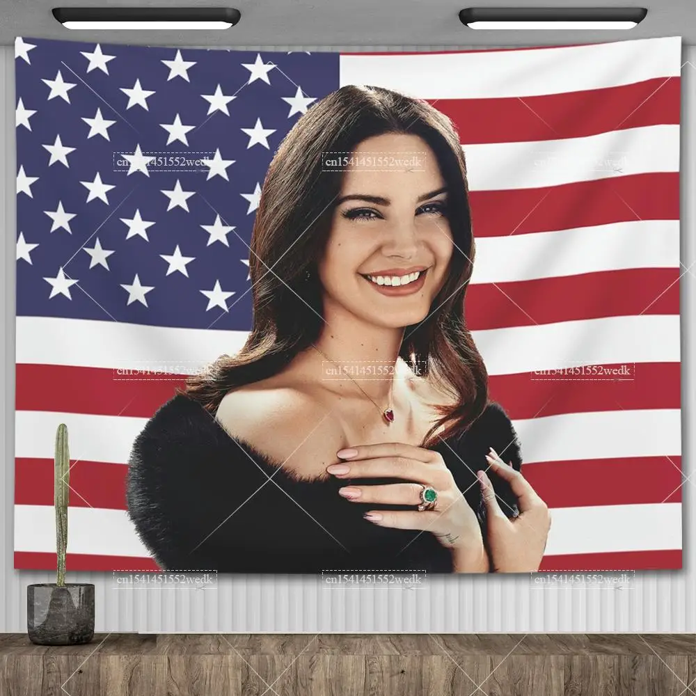 Lana Del Rey Save America Again 국기 벽 장식 태피스트리 방 장식, 미적인 가정 및 정원 배너 밈 태피스트리