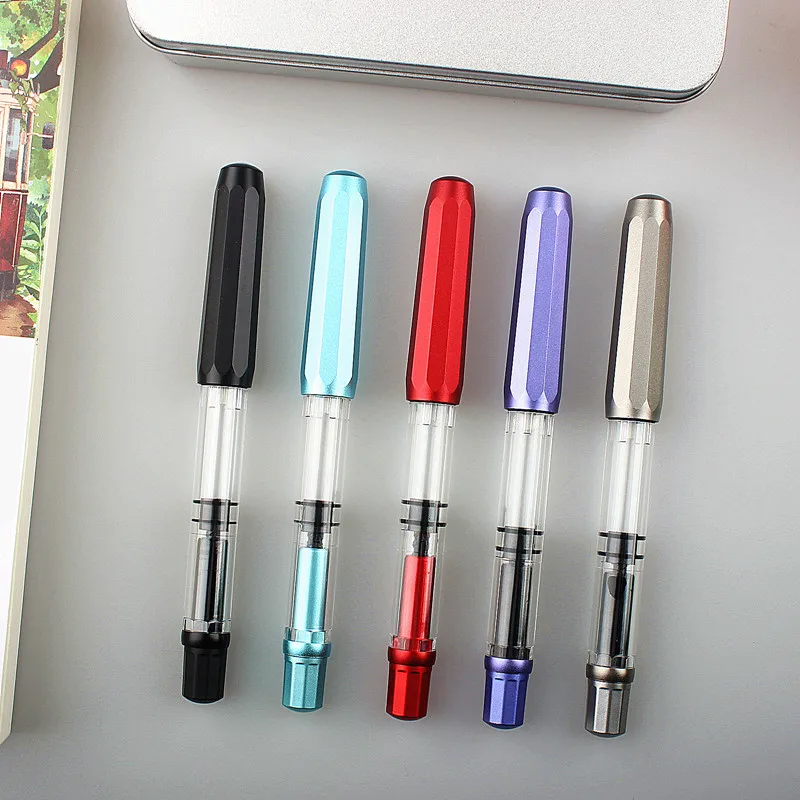 

high quality piston 88 Fountain Pen Large capacity fashion classic Transparent Color ink Stationery Office school pen supplies