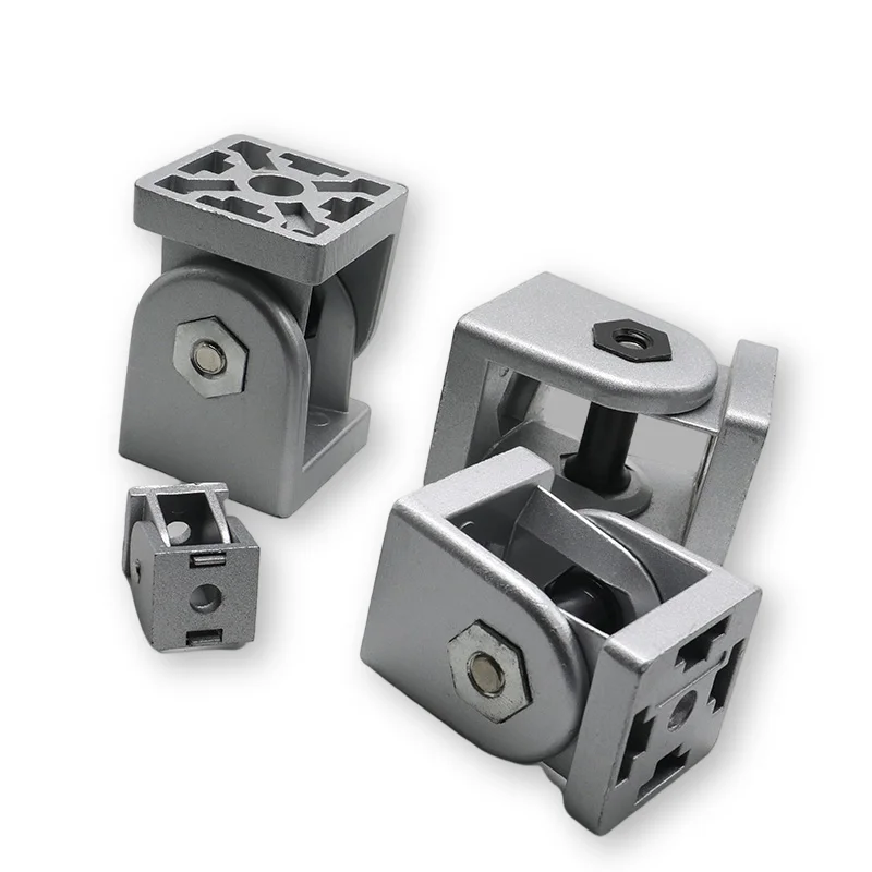 2020/3030/4040/4545 Zinc alloy living hinge Aluminum profile fittings Right angle Zinc Alloy Flexible Pivot Joint connector