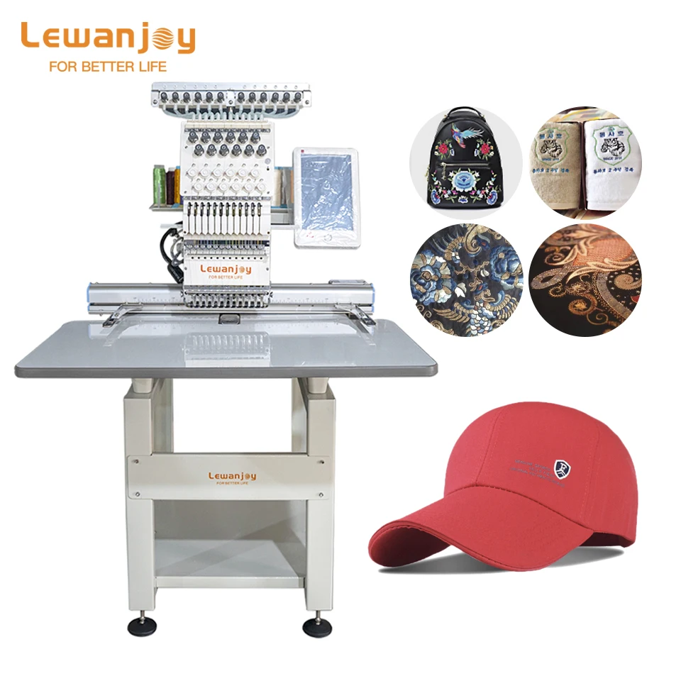 LEWANJOY Single Head Computerized Computer Embroidery Machine Hat T-Shirt  Flat Sewing Embroidery Making Machine Price