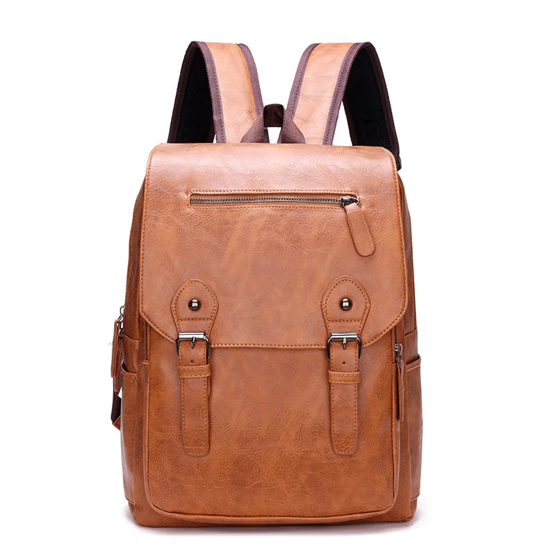 

Luxury PU Leather Men's Backpack Business Laptop Bag Large Capacity School Bags For Boys Waterproof Travel Male
