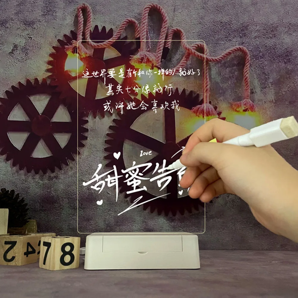 참고 보드 크리 에이 티브 Led 밤 빛 USB 메시지 보드 휴일 빛 어린이위한 펜 선물 여자 친구 장식 밤 램프
