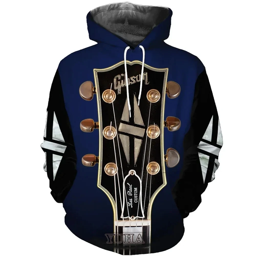 Popular 3d Print Musical Guitar Men Laxity Hoodie Casual Pullover Fashion Y2k Streetwear Trend Hip Hop Oversized Sweat Clothing