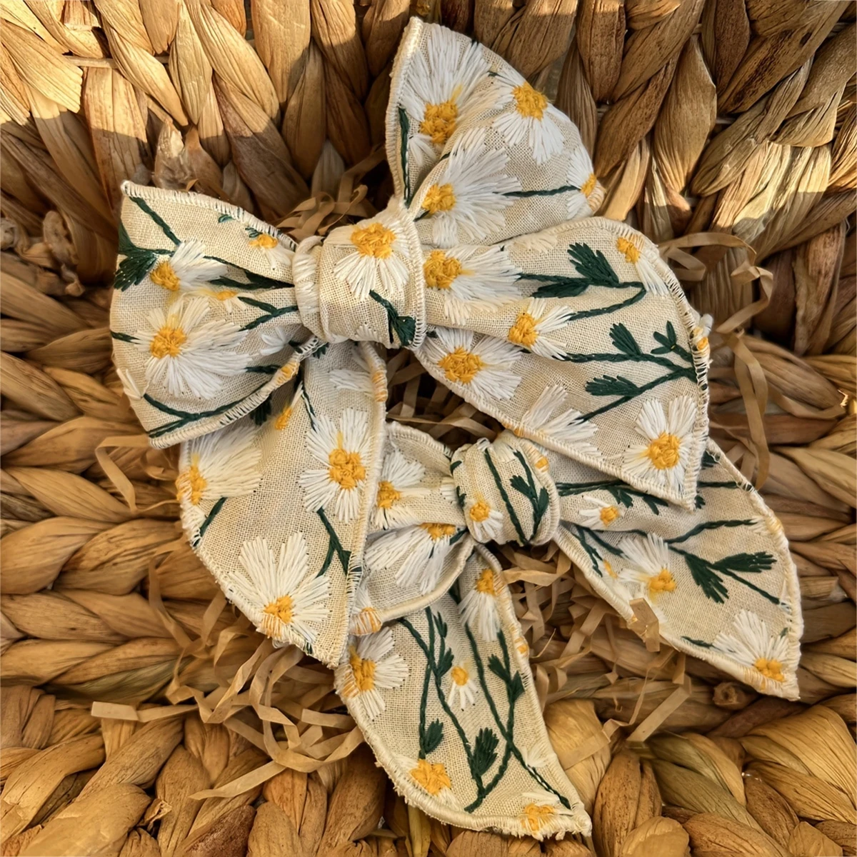 Embroidery Bow Baby Hair Clip For Girls Princess Daisy Hairclips Toddler Hair Pin Kids Hair Accessories Children Headwear 6