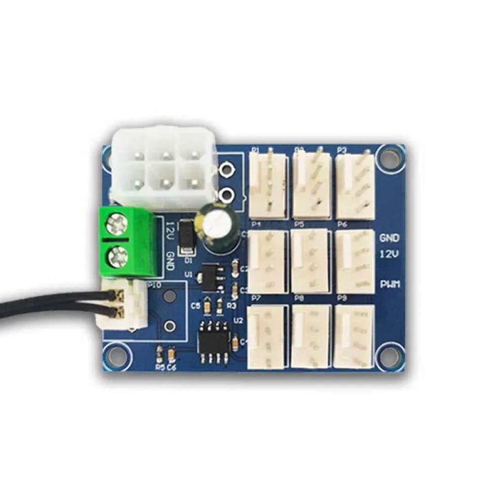 DC12V 9-Way PWM Speed Controller NTC Temperature Control Speed Moudle for PC CPU Cooler Fan Board Multi-channel Governor