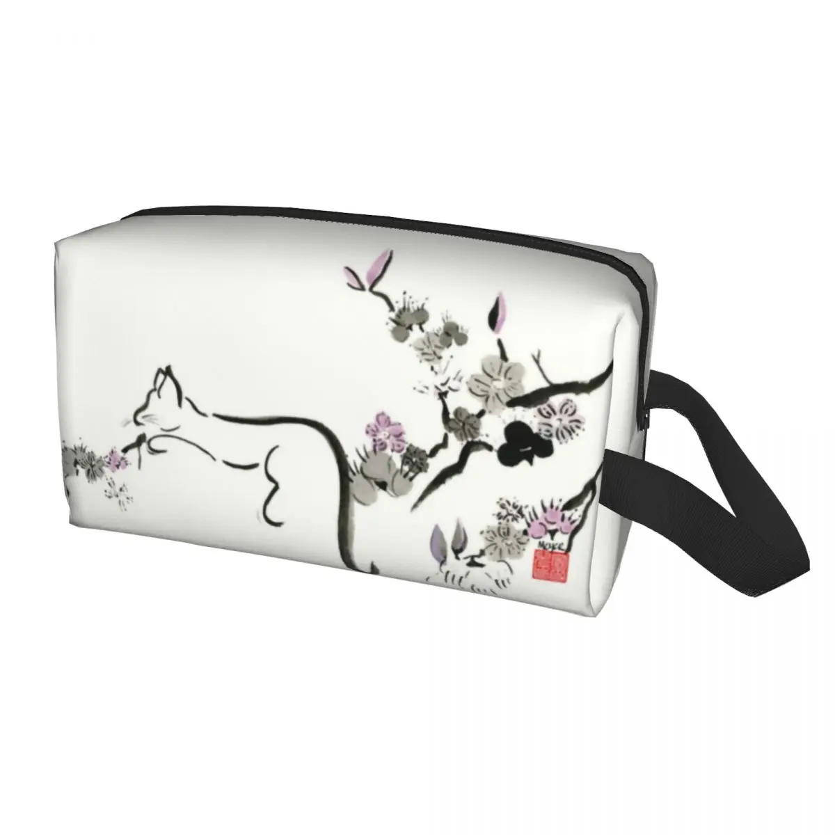 

Travel Cat In Cherry Blossom Tree Toiletry Bag Portable Kitten Cosmetic Makeup Organizer Women Beauty Storage Dopp Kit Box