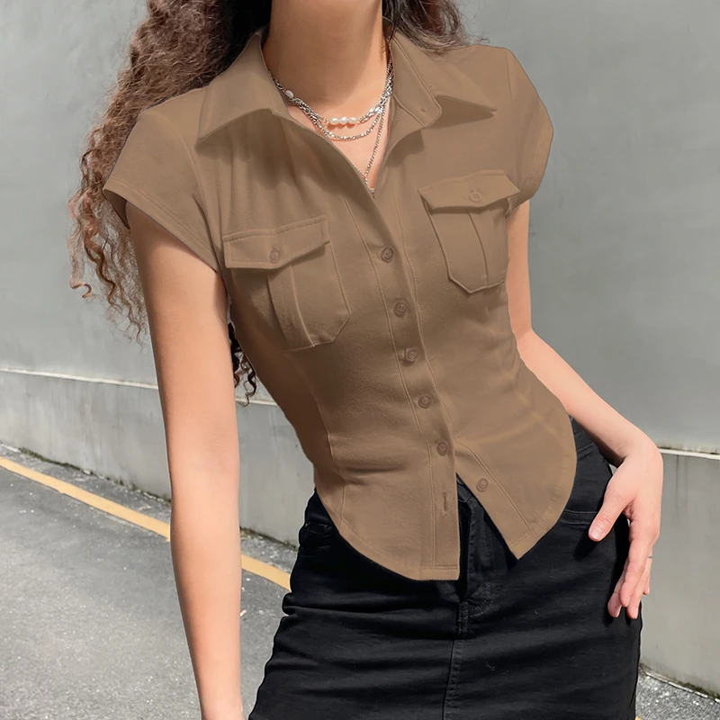 Womens Short Sleeve Shirts with Pockets