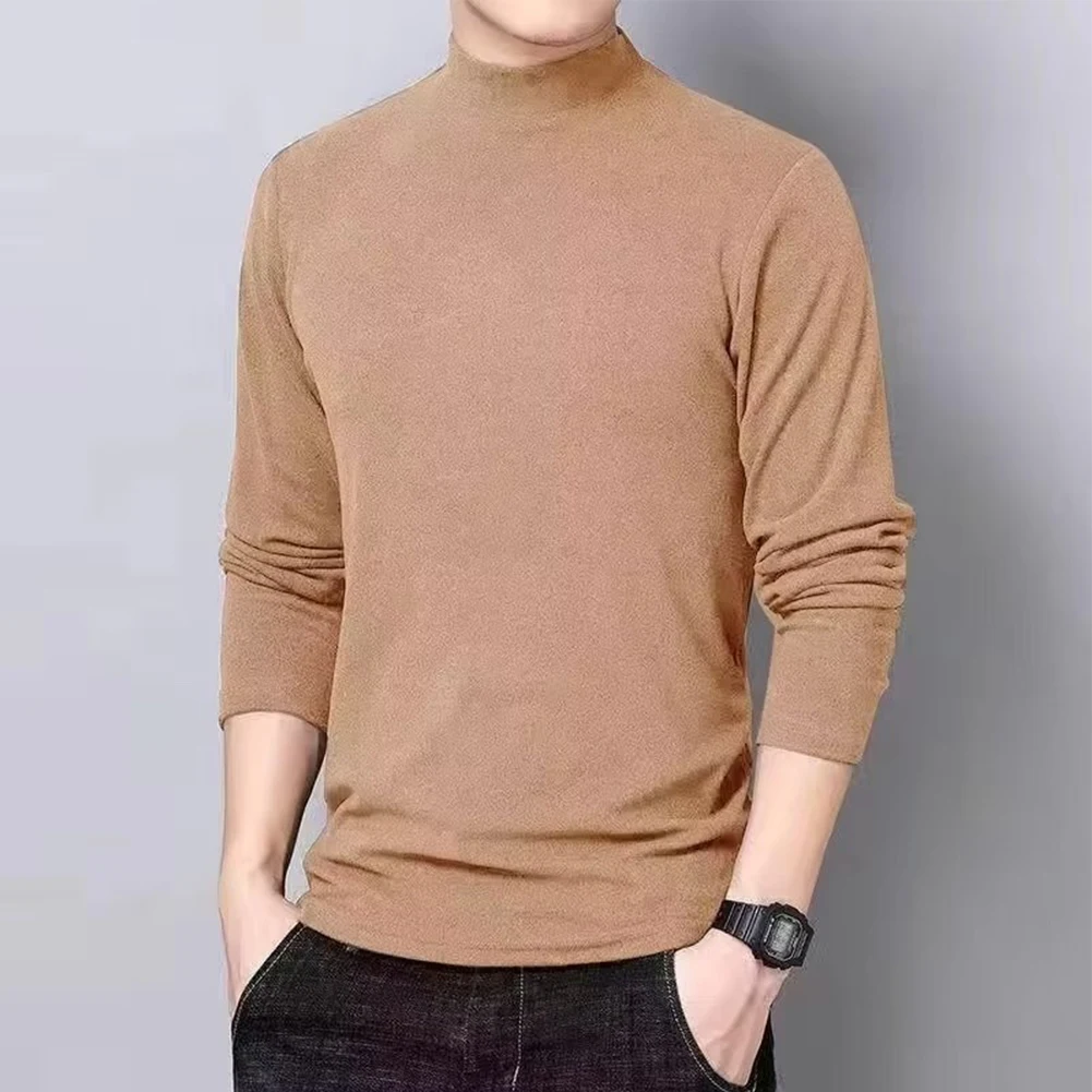 

Clothing Top Fashion Half Turtleneck Jumper Long Sleeve Mens Polyester Pullover Slim Fit Solid Color New Stylish