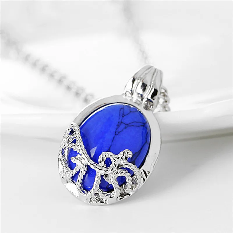 Film The Vampire Diaries Necklace Vintage Katherine Pendant Fashion Movie Jewelry Cosplay For Women Lapis Lazuli Pendant 3