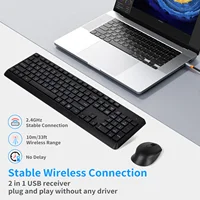 HUO JI CQ108  silence Wireless keyboard and mouse set with USB receiver 108key PC white black - Image 3