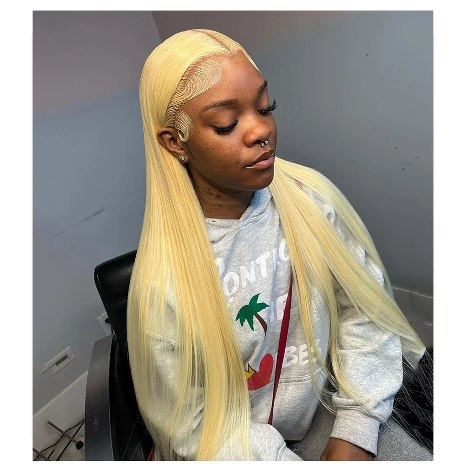 613 volle Spitze Perücke gerade blonde volle Spitze Echthaar Perücke vor gezupft brasilia nischen transparenten 13x6 Spitze Front Perücken für Frauen – Detail 7