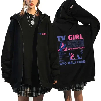 Tv Girl Lovers Rock Song Zipper Jacket Tv Girl Hoodies Zip Up Sweatshirts Casual Fleece Long Sleeve Oversized Streetwear Unisex