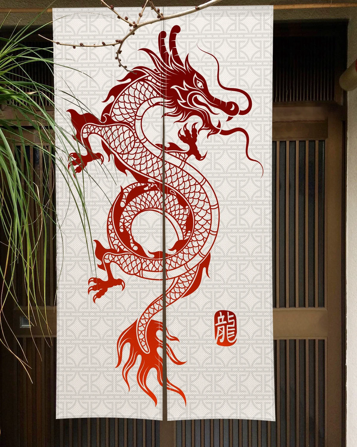 Chinese Dragon Painting Door Curtain Panel Traditional Crane Owl Japanese Style Doorway Curtain Entrance Hanging Half-Curtain 2