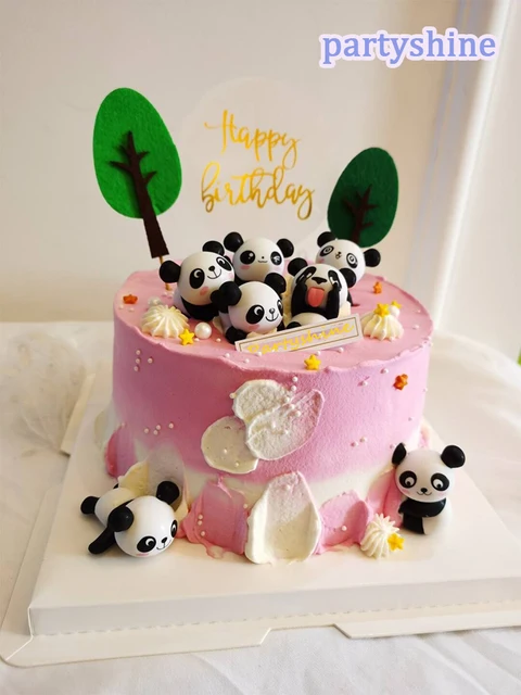 14Pièces Fournitures de Décorations de Gâteaux, Mini Jouet Panda