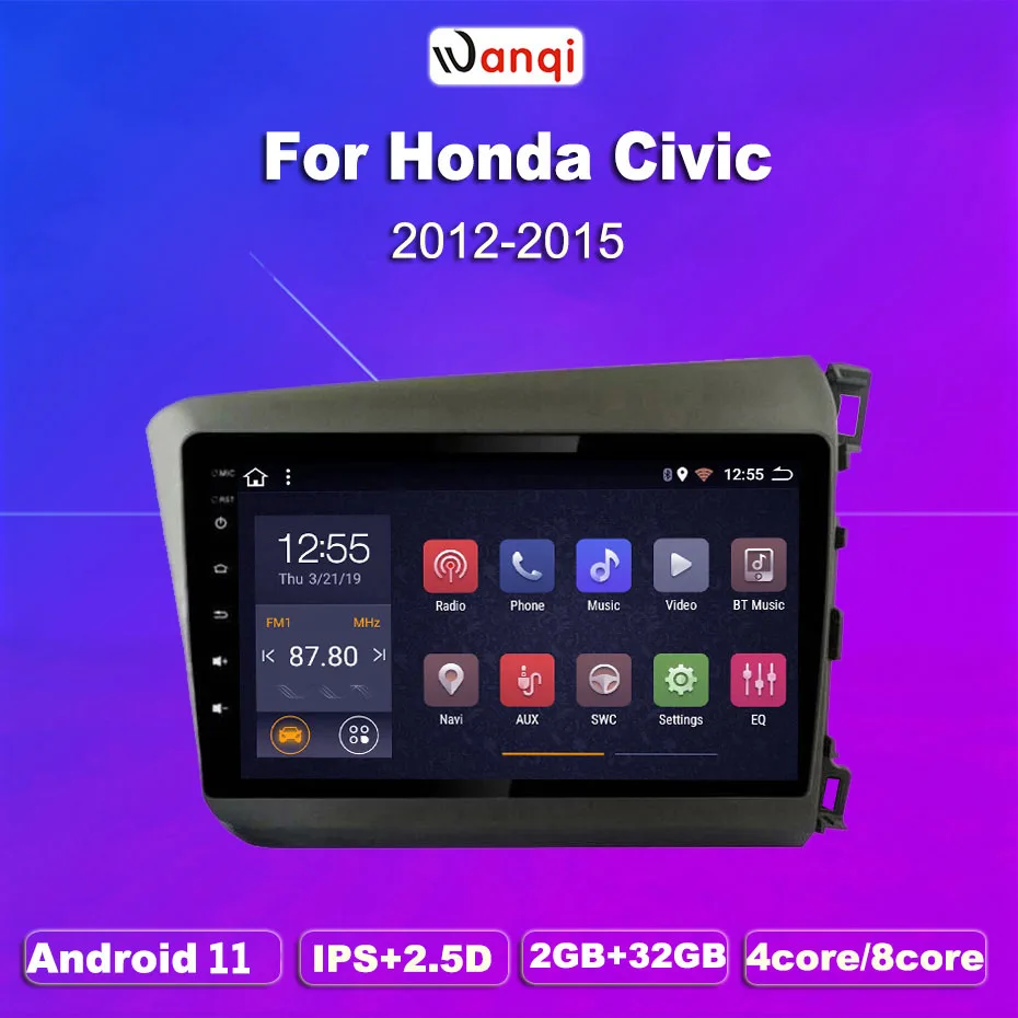 2G RAM 32G ROM 9 inch android 11 car multimedia gps navigation system for Honda civic 2012-2015 right hand | Автомобили и