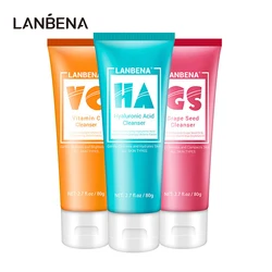 LANBENA Facial Cleanser Face Wash Foam Face Cleansing Face Scrub Moisturizing Deep Cleansing Oil Control Shrink Pore Facial Care