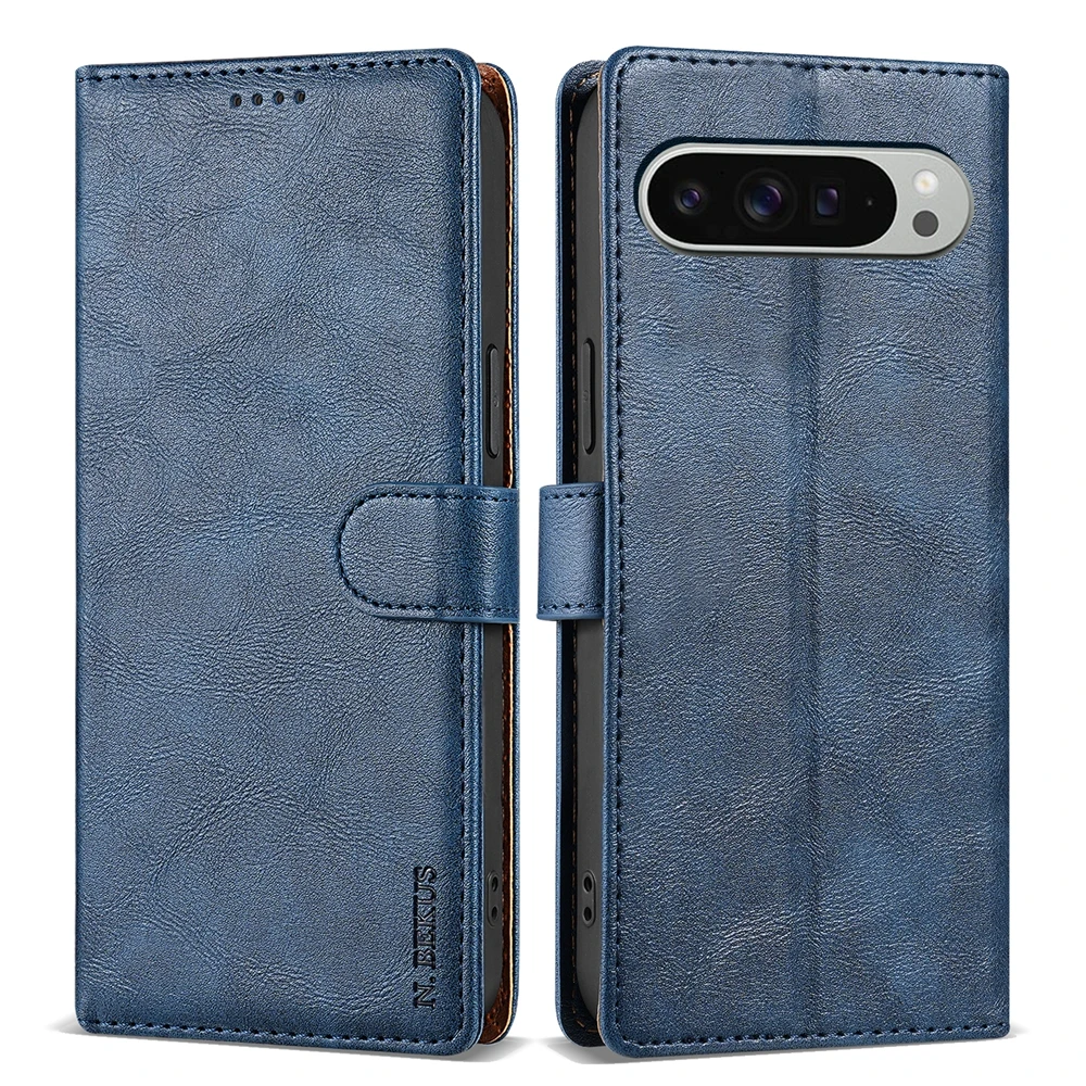 Leather Flip Wallet Phone Case with Card Slots and Kickstand Feature