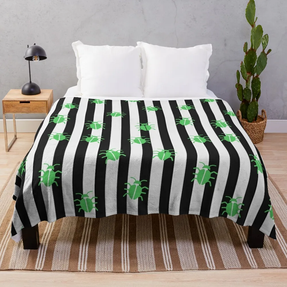 

Beetlejuice Stripes and Bugs Throw Blanket Sofa Throw Single Vintage Blankets