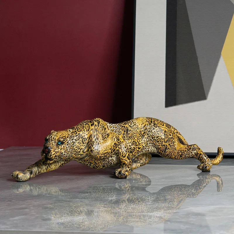 

Nordic Modern Leopard Resin Statue Africa Wildlife Panther Figurine Giraffe Animal Sculpture Home Office Desktop Art Decors Gift