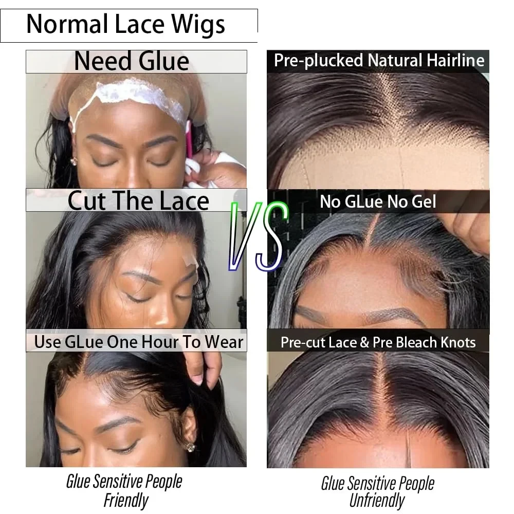 Synthetic straight lace front wig easy to wear glueless pre plucked pre cut upgraded no glue HD lace front wig for women lace front wig