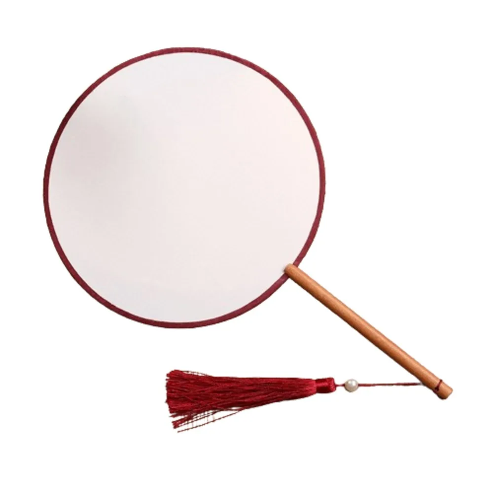 Vintage-Style Hand Fan with Tassel - Elegant Unfinished Art