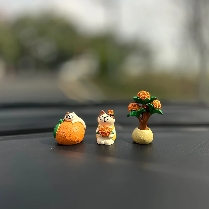 Auto Kumquat Cat Benedizione Simpatici Ornamenti Per Auto Interni Console Centrale Decorazione D'Interni