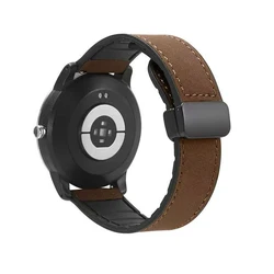 Premium Leather Strap with Magnetic Buckle - Soft Band in 20mm/22mm Sizes - 22mm Strap (Dark brown)