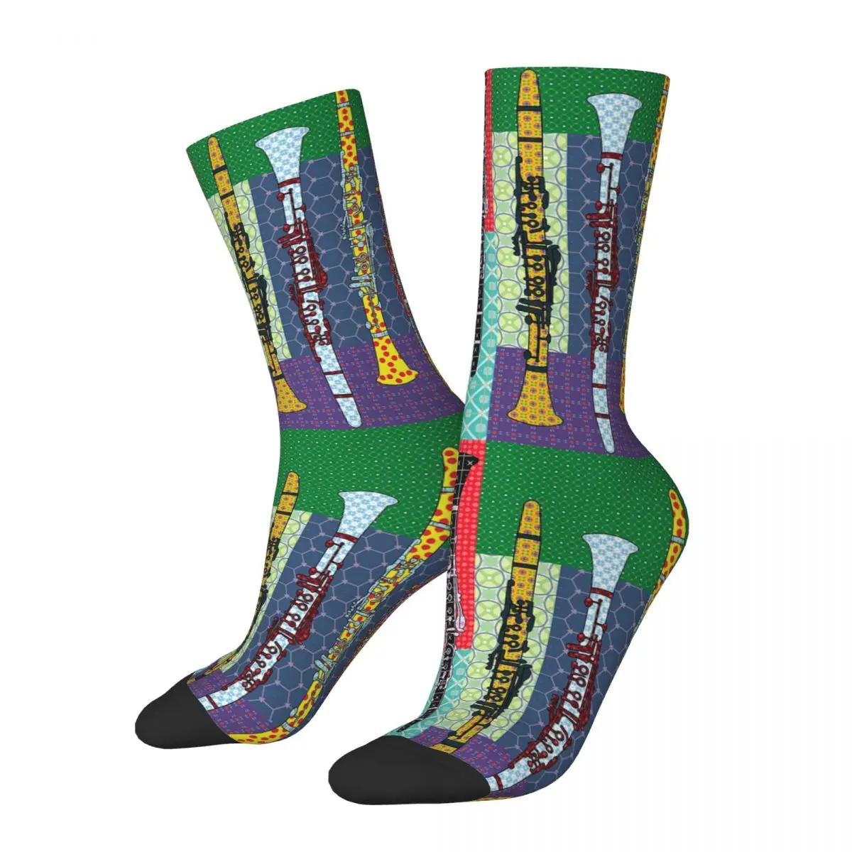 

Patterned Clarinets Socks Harajuku Sweat Absorbing Stockings All Season Long Socks Accessories for Unisex Gifts