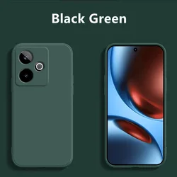 Liquid Silicone TPU Shockproof Monochrome Phone Case for Realme GT7China (Black Green)