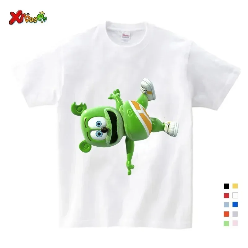 Boy T-shirt Size 3-14T Baby Boy Girl Gummy Bear T-shirt Cartoon funny casual children's wear Summer Harajuku children's wear 2