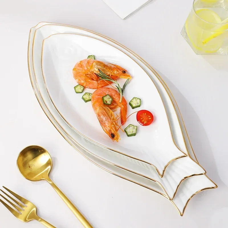 Dining dish porcelain fish plates for restaurant and home