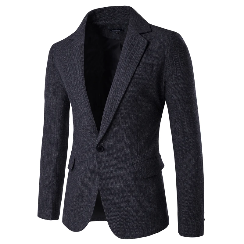 

2021 New Blazers for Men Fashion Casual Stripe Blazer Gentlmen Coats Business Men Woolen Cloth Suit Jacket Slim Fit Outwear Coat