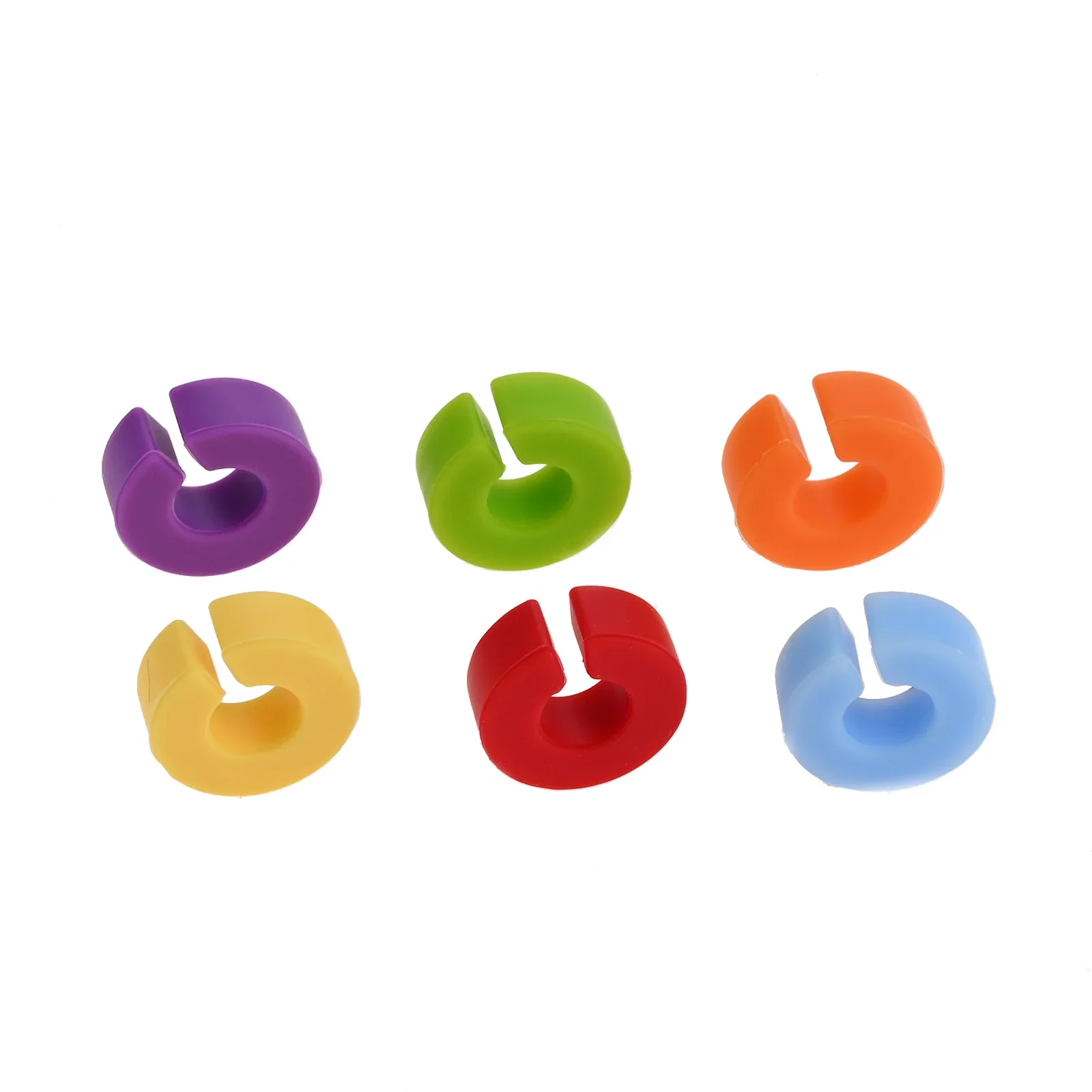 6Pcs Mini C-shape Food Grade Silicone Drink Glass Charms Tags Wine Glass Markers Set Recognizer Cup Labels Signs for Party Bar