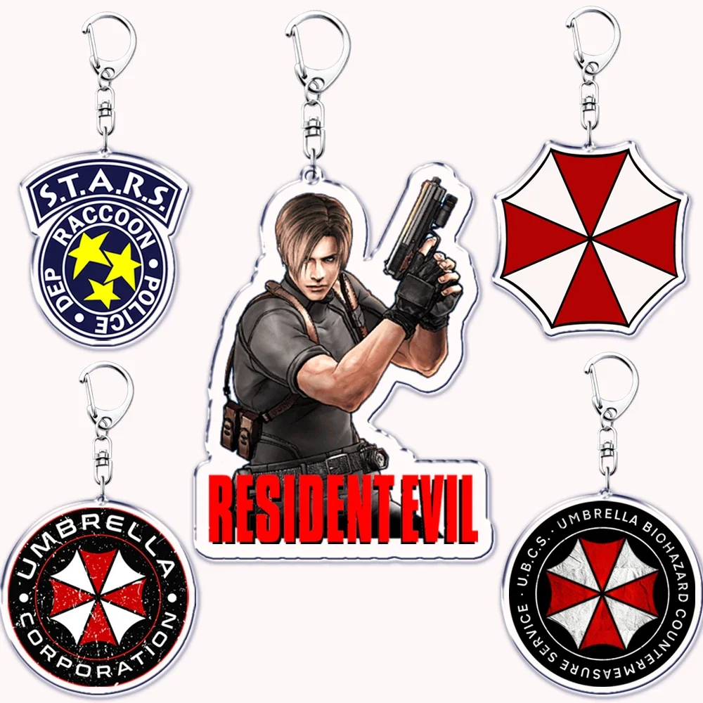 Horrorible Zombie Game Keychain for Accessories Bag Umbrella Leon Sign Logo Pendant Key Chain Ring Keychains Jewelry Fans Gift