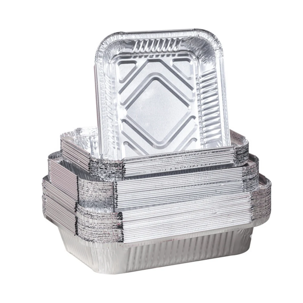 BBQ Aluminum Foil Grease Drip Pans Air Fryer Non-Stick Steaming Basket Recyclable Grill Catch Tray Kitchen Tool 30PCS disposable bbq drip pans aluminum foil trays