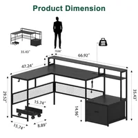Desk and Chair Combo Set Home Office Furniture L Shaped Computer Desk Gaming Desk Chair with Adjustable Back Mesh Design 2