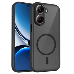 Magnetic Luxury Matte Shockproof Phone Case with Wireless Charging Capability for Poco X8 Pro (Black)