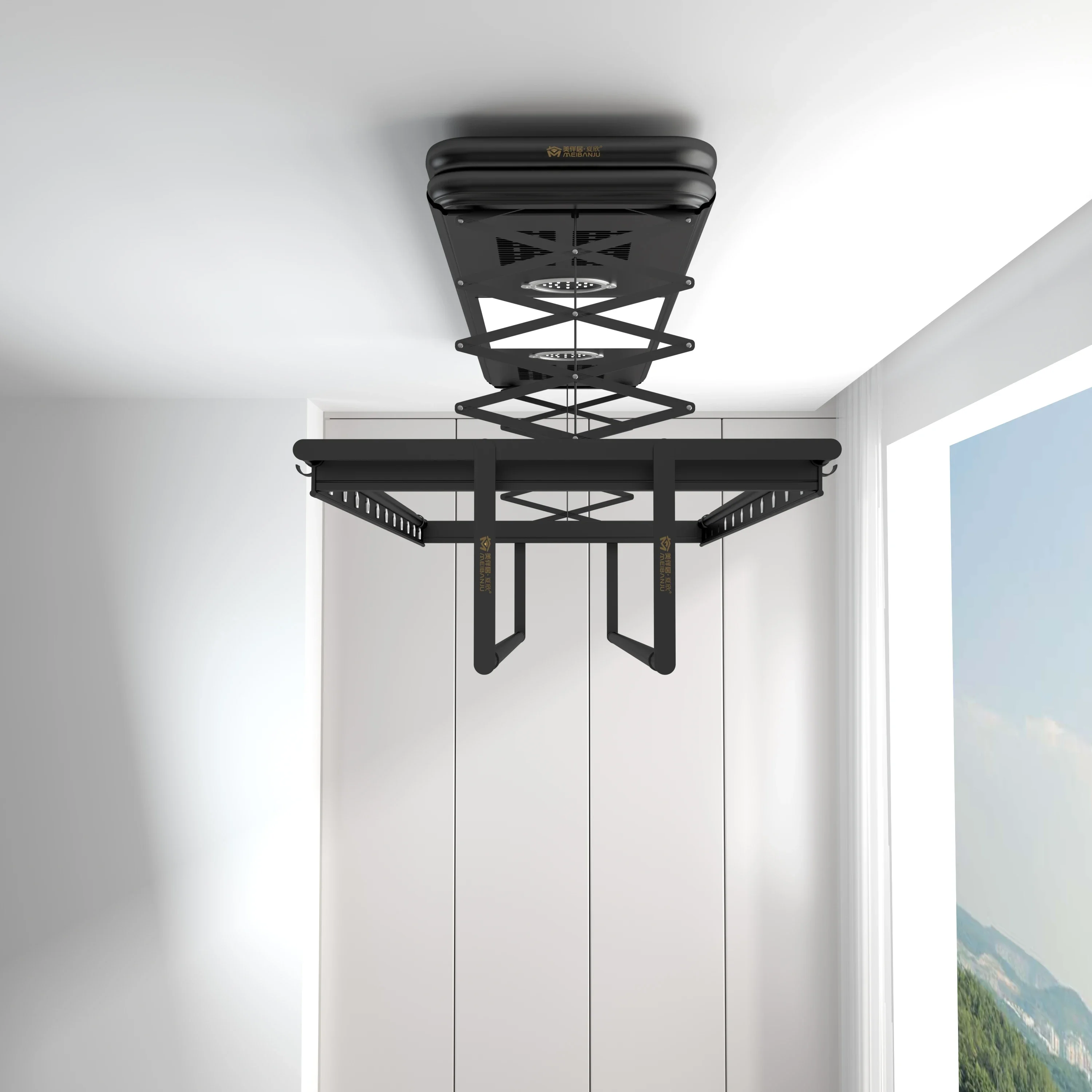 Electric clothes drying rack indoor balcony intelligent remote control automatic lifting clothes drying rod folding dryi