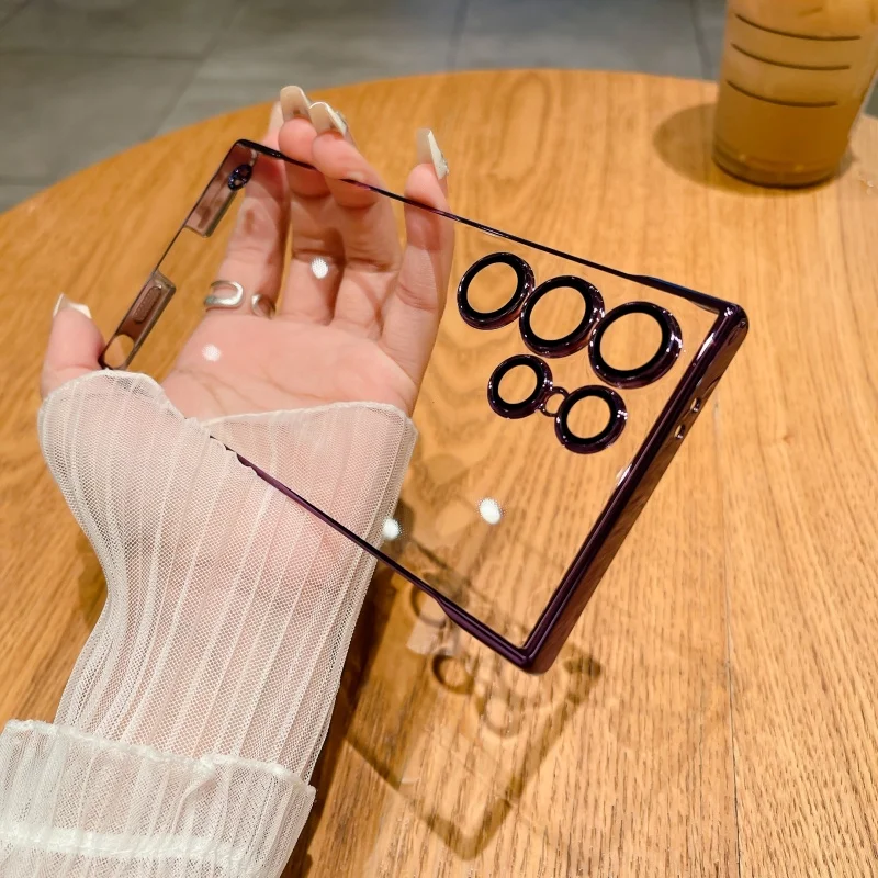Luxury Slim Transparent Plating Frameless Phone Case with Camera Lens Protection