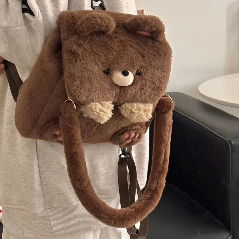 Japanese Cartoon Large Capacity Storage Bag Backpack Schoolbag Student Crossbody Bag School Bag Kawaii Plush Bear 2