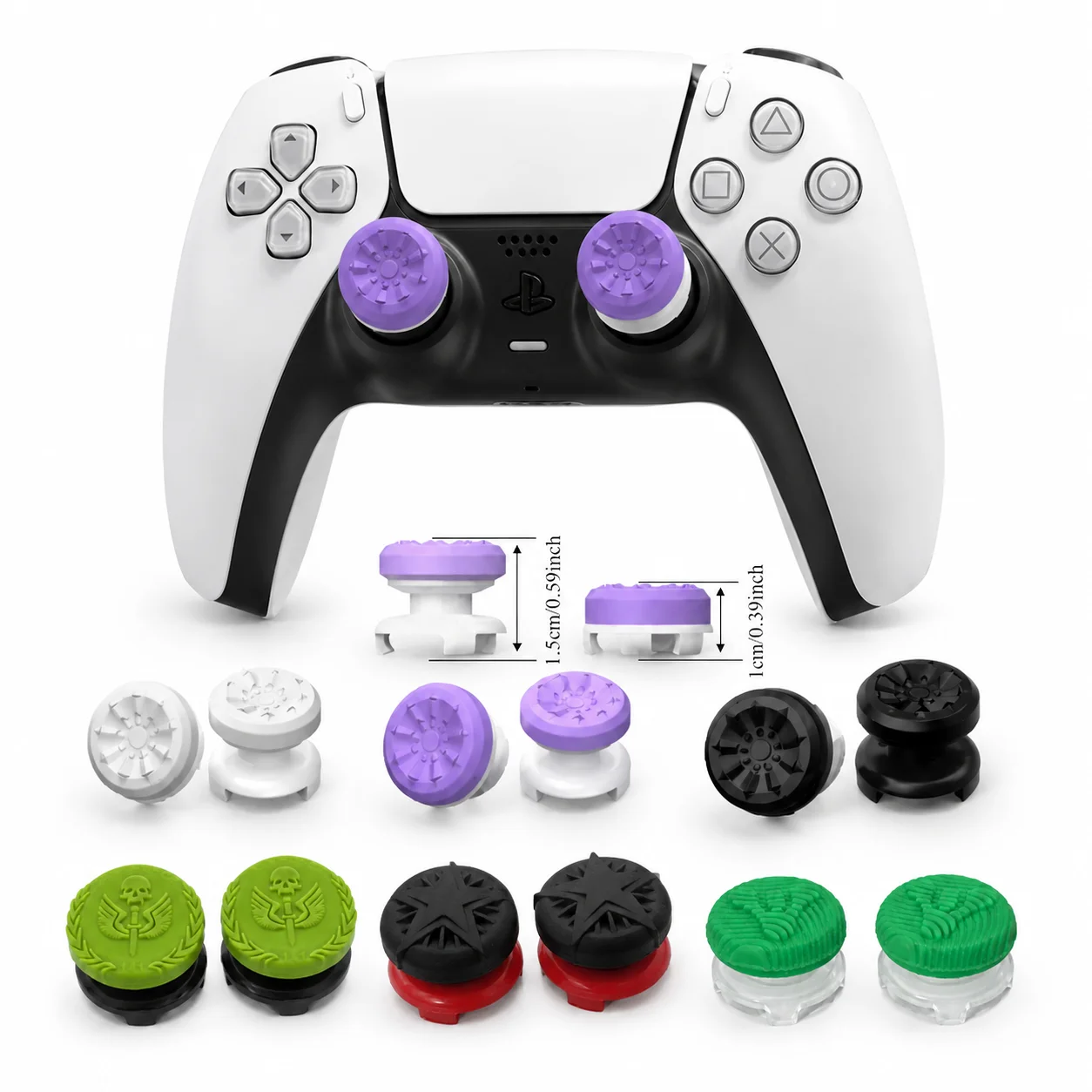 2er-Pack PS4/PS5 Controller-Joysticks: 1 hoher und 1 mittelgroßer Hochleistungs-Joystick-Aufsatz; 2 mittelgroße Sets, kompatibel mit PS4