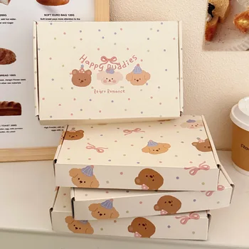 5 Pcs Cute Milk Yellow Cute Pet Airplane Box Packaging Box Gift Box Thickened Square Box 1