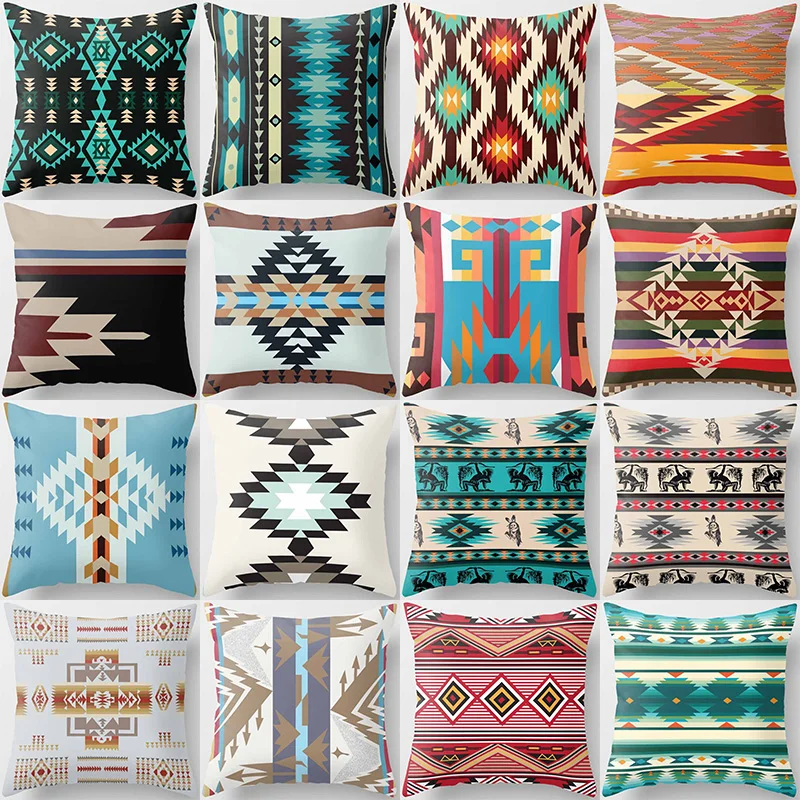 

Beautiful Multi-color Geometric Pattern Pillow Covers High Quality Short Plush Square Velvet Thick Pillow Cases Cover
