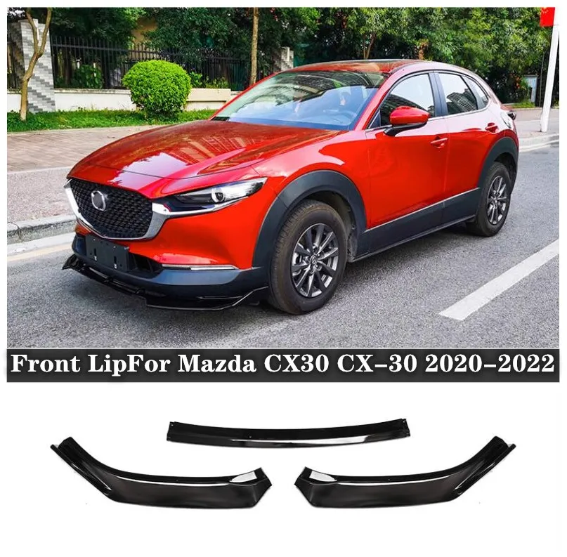 

High Quality ABS Black Bumper Front Lip Diffuser Splitters Protector Cover For Mazda CX30 CX-30 2020 2021 2022