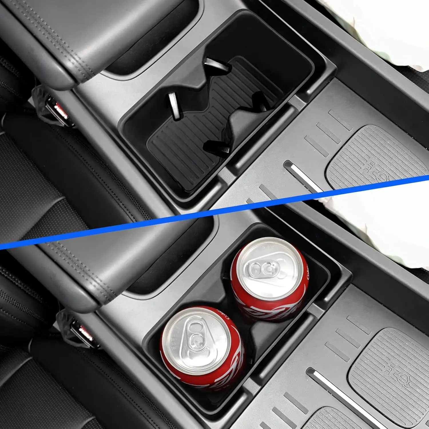 Cup pad Wireless Charger Mat For Hyundai Santa Fe 2024 Auto Interior Accessories Central armrest storage box PVC Mats Black ABS 4