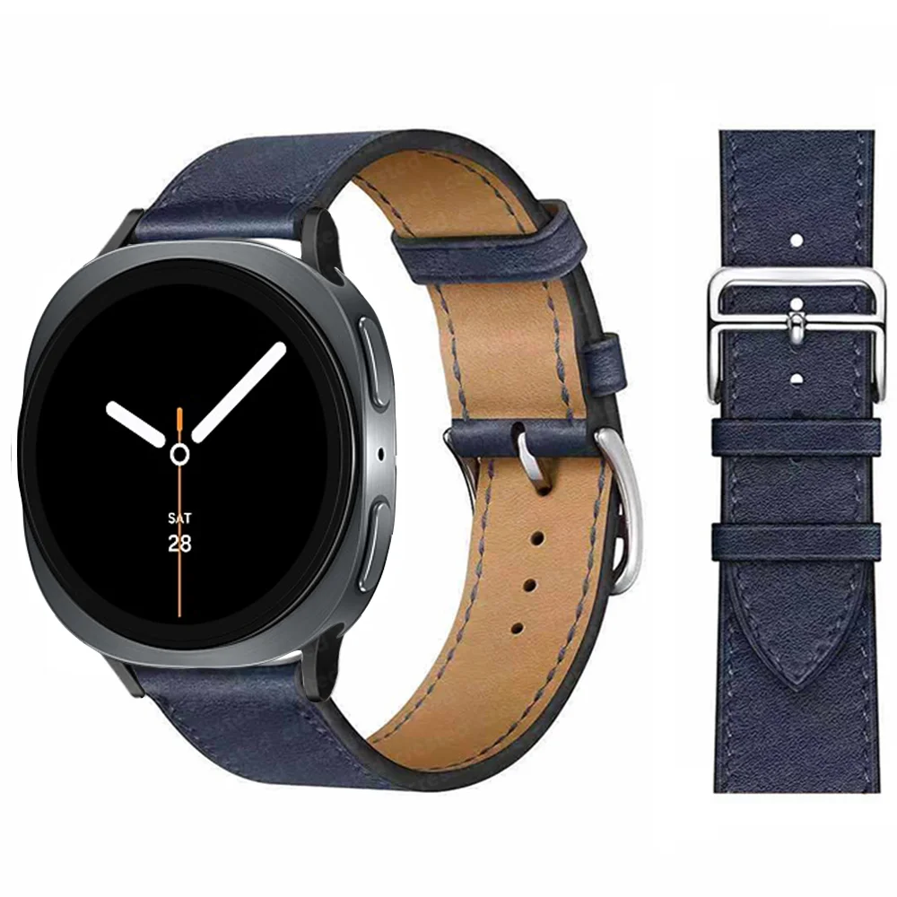 Premium Synthetic Leather Strap for Smartwatch - Elegant Bracelet with Connector